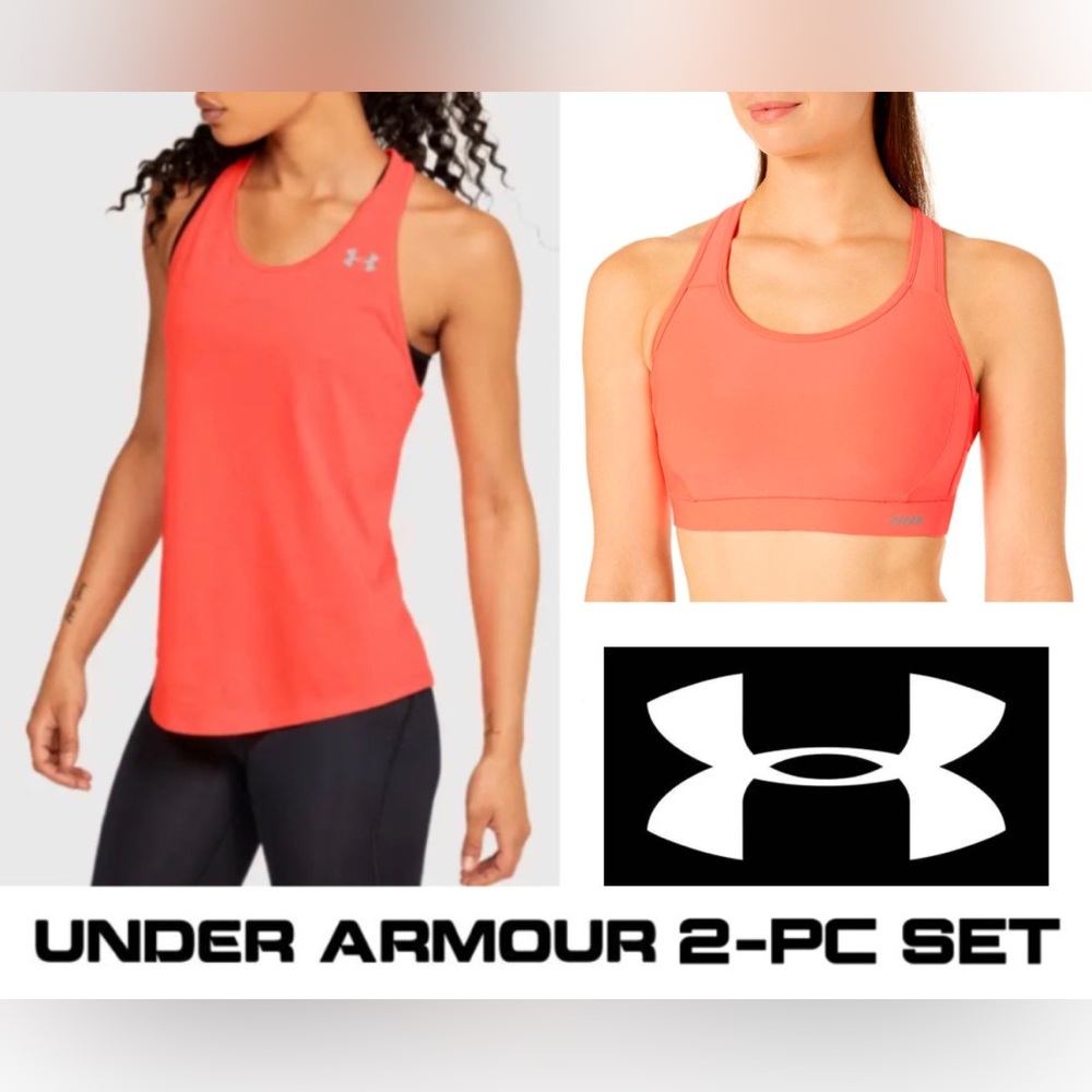 UNDER ARMOUR Womens' HEATGEAR ScoopTank with matching Sports Bra, EUC, sz Small